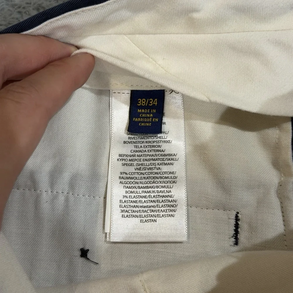 Polo Ralph Lauren Mens 38x33 Cuffed Trousers Slash Pockets Pants Flat Front READ